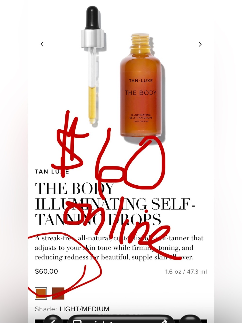 TAN-LUXE The Body Illuminating Self-Tan Drops - White